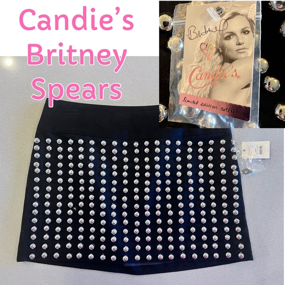 Candie's Black Skirt with Silver Studs Lined Limited Edition Brittany Spears S11